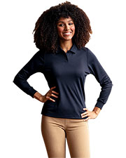 Vansport 2604 Women 's  Omega Long Sleeve Solid Mesh Tech Polo at GotApparel