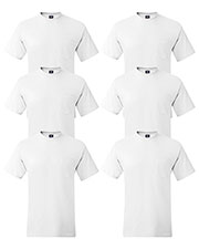 Hanes 5190P Men 6.1 Oz. Beefy-Tee  With Pocket 6-Pack at GotApparel