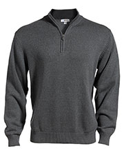 Edwards 712 Men Long-Sleeve Inner Collar Quarter-Zip Cotton Blend Sweater at GotApparel