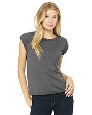 Bella + Canvas 8804 Women Flowy Muscle T-Shirt with Rolled Cuff at GotApparel