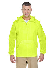 Ultraclub 8925 Men 1/4-Zip Hooded Pullover Pack Away Jacket at GotApparel