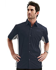 Tmr 926 Men Gt3 Contrast Pannels Short-Sleeve Woven Shirt at GotApparel