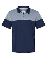Adidas A213 Men Heathered 3-Stripes Colorblocked Polo at GotApparel