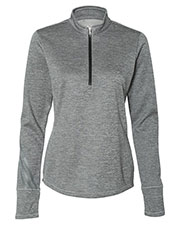 Adidas A285 Women 's Brushed Terry Heathered Quarter-Zip Pullover at GotApparel