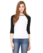 Bella + Canvas B2000 Women Stretch Rib 3/4-Sleeve Contrast Raglan T-Shirt at GotApparel