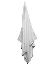 Ultraclub C3560bnd Unisex White Velour Beach Towel at GotApparel