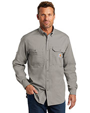 Custom Embroidered Carhartt CT102418 Men 3 oz Force Ridgefield Solid Long Sleeve Shirt at GotApparel