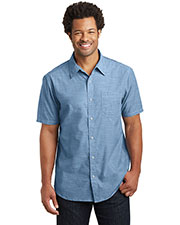 District Made DM3810 Men Short-Sleeve Washed Woven Shirt at GotApparel