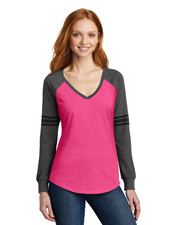 District Made DM477 Women Game Long Sleeve V-Neck Tee   at GotApparel