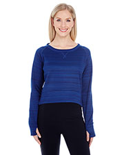 J America JA8663 Women Odyssey Striped Poly Fleece Hi-Lo Crew at GotApparel