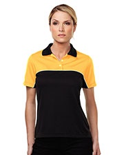 Tmr KL908 Women Double Clutch Color Blocking Short-Sleeve Polo Shirt at GotApparel