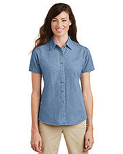 Port & Company LSP11 Women Short-Sleeve Value Denim Shirt at GotApparel