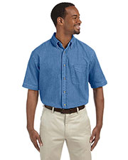 Harriton M550S Men 6.5 Oz. Short-Sleeve Denim Shirt at GotApparel
