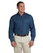Harriton M550T Men Tall Long-Sleeve Denim Shirt at GotApparel
