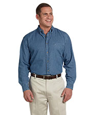 Harriton M550T Men Tall Long-Sleeve Denim Shirt at GotApparel