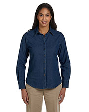 Harriton M550W Women 6.5 Oz. Long-Sleeve Denim Shirt at GotApparel