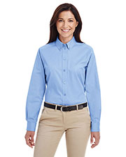 Harriton M581W Women Foundation 100% Cotton Long-Sleeve Twill Shirt With Teflon  at GotApparel