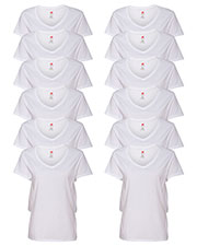 Hanes S04V Women 4.5 Oz. 100% Ringspun Cotton Nano-T V-Neck T-Shirt 12-Pack at GotApparel