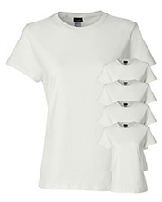Hanes SL04 Women 4.5 Oz. 100% Ringspun Cotton Nanot T-Shirt 5-Pack at GotApparel