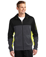 Sport-Tek® ST245 Men Tech Fleece Colorblock Full-Zip Hooded Jacket at GotApparel