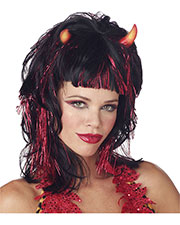 Halloween Costumes MR171003 Unisex Wig Demonica Devil Blk Red at GotApparel