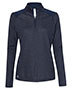 Adidas A464 Women 's Heathered Quarter-Zip Pullover with Colorblocked Shoulders