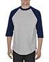 Alstyle AL1334 Adult 6 oz. 100% Cotton 3/4 Raglan T-Shirt