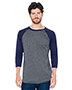 American Apparel BB453W Men 3.6 oz Poly Cotton 3/4-Sleeve Raglan T-Shirt