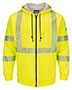 Bulwark SMZ4HVL  Hi-Visibility Zip-Front Hooded Fleece Sweatshirt with Waffle Lining - Long Sizes
