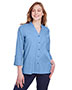 Devon & Jones DG562W Women Crown Collection Stretch Pinpoint Chambray 3/4 Sleeve Blouse