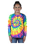 Dyenomite 24BMS Boys Youth Multi-Color Spiral Tie-Dyed Long Sleeve