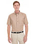 Harriton M582 Men Foundation 100% Cotton Short-Sleeve Twill Shirt Teflon 