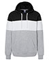 J America 8644 Men Varsity Fleece Colorblocked Hooded Sweatshirt