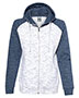J America 8679 Women ’s Mélange Fleece Colorblocked Full-Zip Sweatshirt