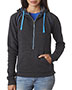 J America J8876 Women 1/2-Zip Tri-Blend Hooded Fleece
