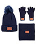 Leeman LG905  Three-Piece Rib Knit Fur Pom Winter Set