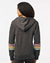 MV Sport W22732 Women's Striped Sleeves Full-Zip Hooded Sweatshirt