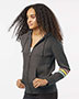 MV Sport W22732 Women's Striped Sleeves Full-Zip Hooded Sweatshirt