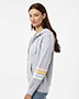 MV Sport W22732 Women's Striped Sleeves Full-Zip Hooded Sweatshirt