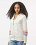 MV Sport W22732 Women's Striped Sleeves Full-Zip Hooded Sweatshirt