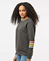 MV Sport W23152 Women's Striped Sleeves Crewneck Sweatshirt