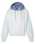 MV Sport W23716 Women's Sueded Fleece Colorblocked Crop Hooded Sweatshirt