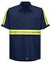 Red Kap SC40EL  Enhanced Visibility Short Sleeve Cotton Work Shirt Long Sizes
