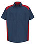 Red Kap SP28L Men Short Sleeve Motorsports Shirt Long Sizes