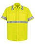 Red Kap SS24HVT  High Visibility Safety Short Sleeve Work Shirt Tall Sizes