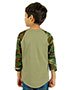 Shaka Wear Drop Ship SHRAGCY Boys Youth 6 Oz., 3/4-Sleeve Camo Raglan T-Shirt