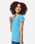 Tultex 214 Women 's Slim Fit Fine Jersey V-Neck T-Shirt