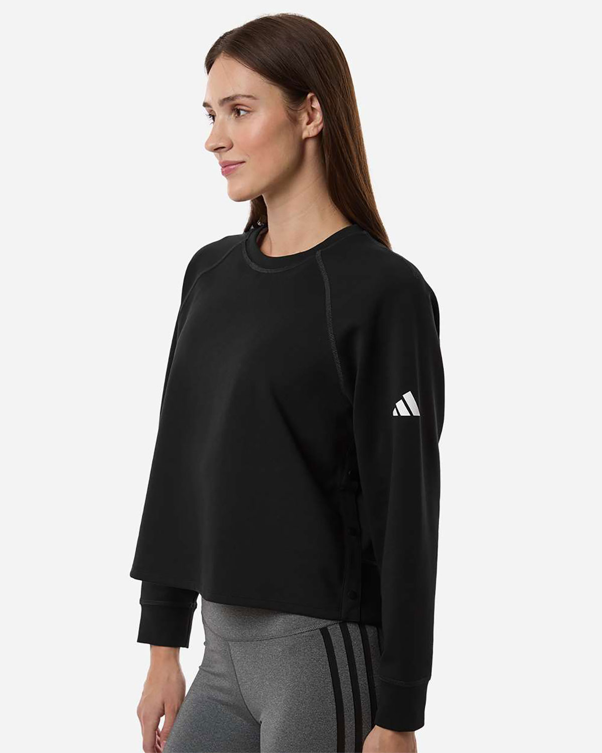 Adidas A1014 Women's Beyond Side-Snap Crewneck Sweatshirt view 3