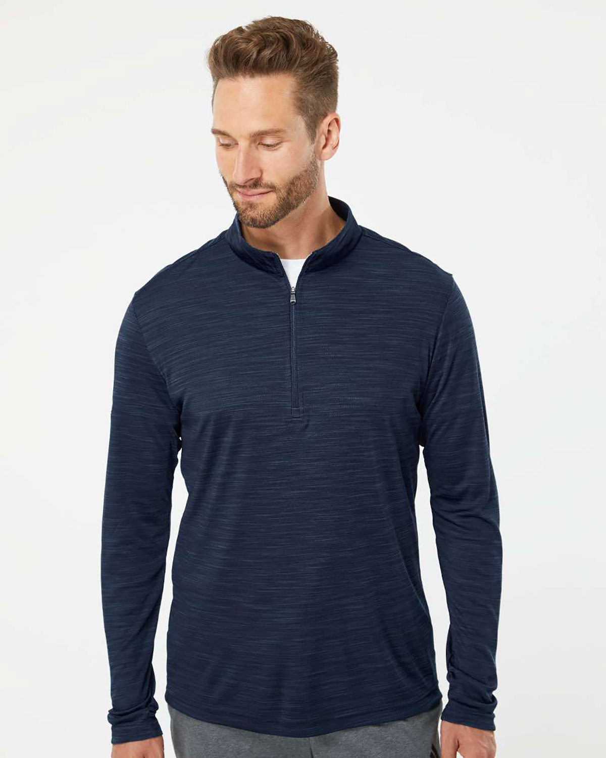 Adidas A475 Men's Lightweight M�lange Quarter-Zip Pullover