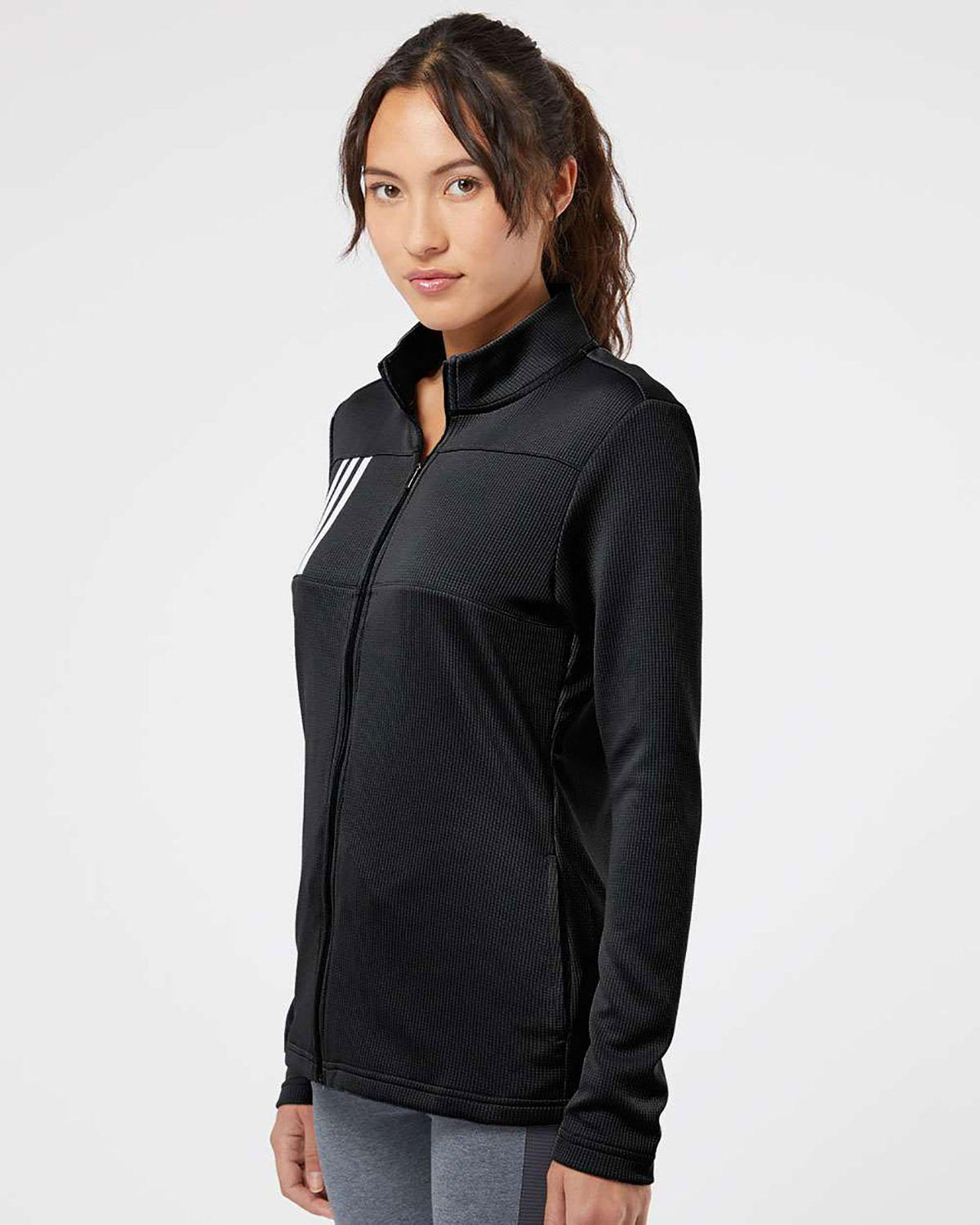 Adidas A483 Women's 3-Stripes Double Knit Full-Zip Jacket view 3